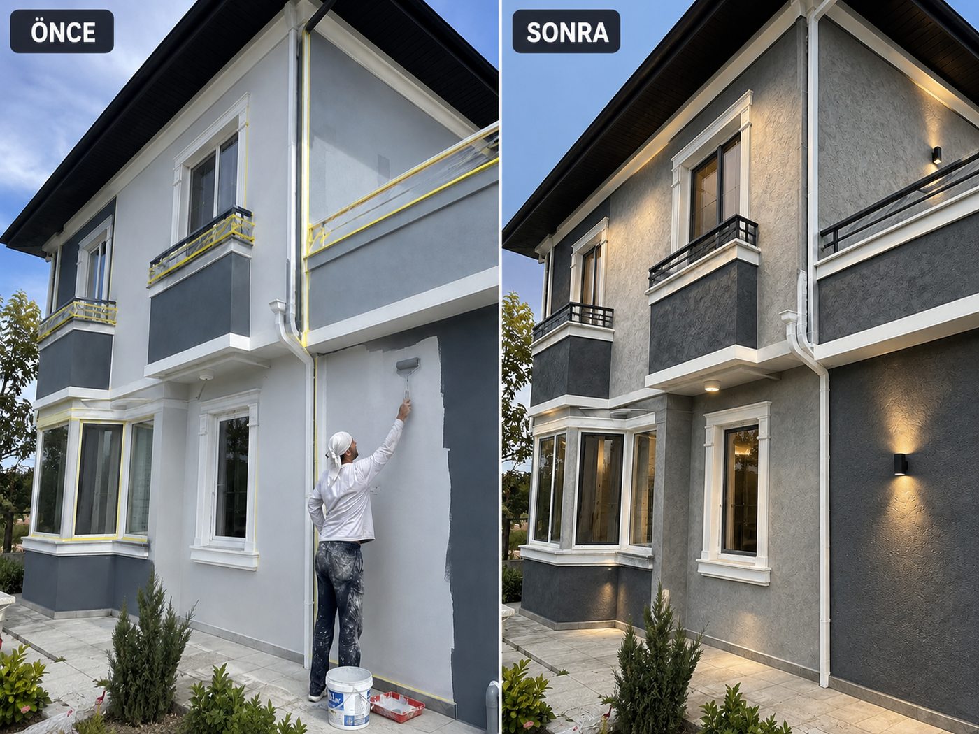 Kaynaklar dış cephe boya öncesi ve sonrası